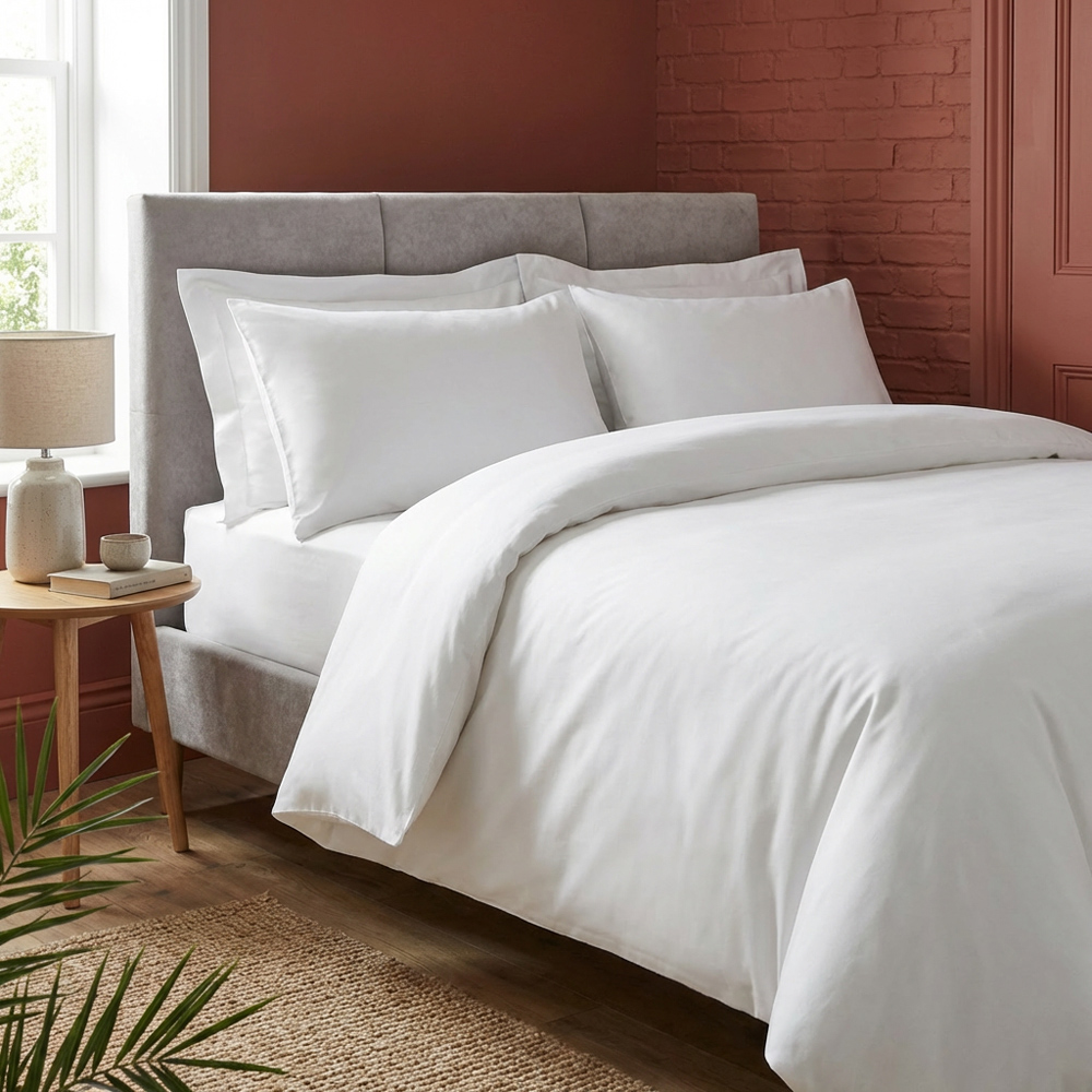 Divante King White Luxe Cotton Fitted Bed Sheet Image 3