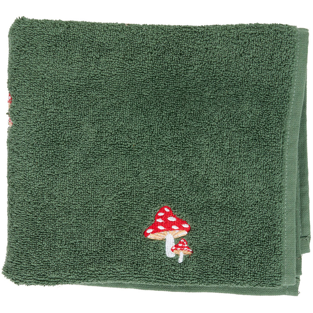 Mushroom Embroidered Hand Towel Green Image 1