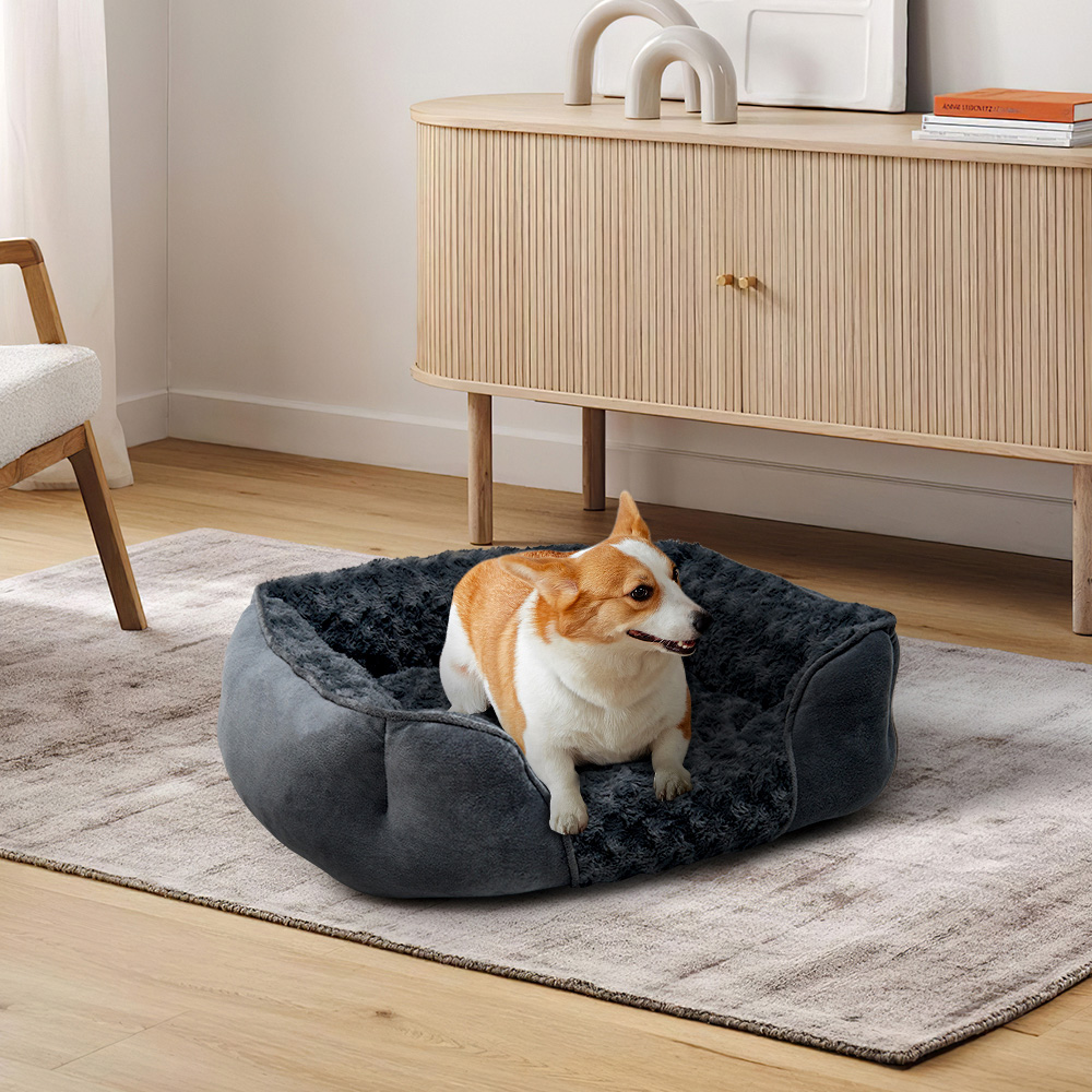 H&O Direct Medium Dark Grey Super Soft Washable Pet Bed Image 2