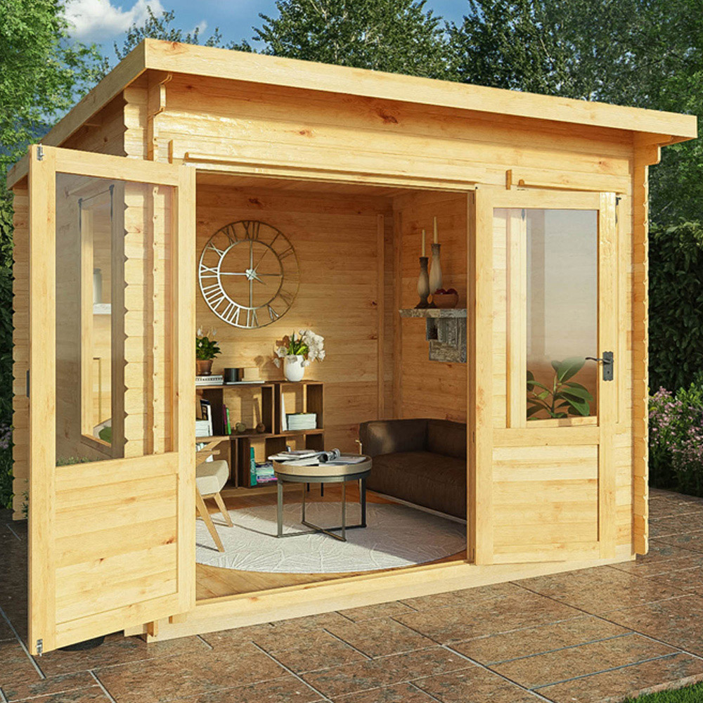 Mercia 9.8 x 9.8ft Double Door Wooden Pent Log Cabin Image 2