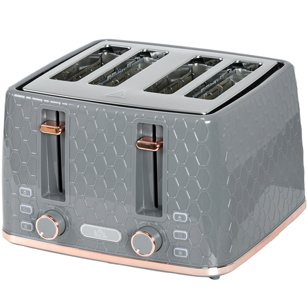 HOMCOM 800-208V70GY Grey Honeycomb 4 Slot Toaster 1600W Image 1