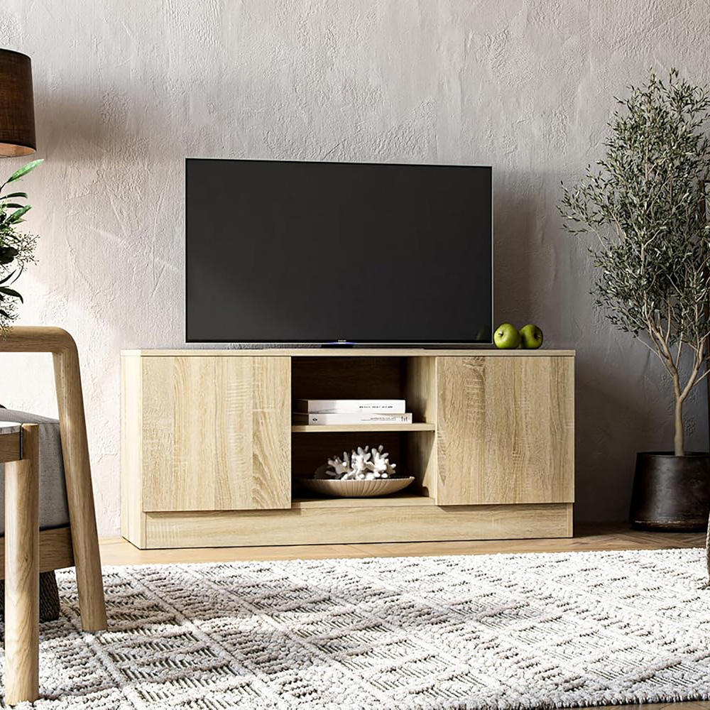 Kudl Granada 2 Door 2 Shelf Oak Lowboard TV Stand Image 6