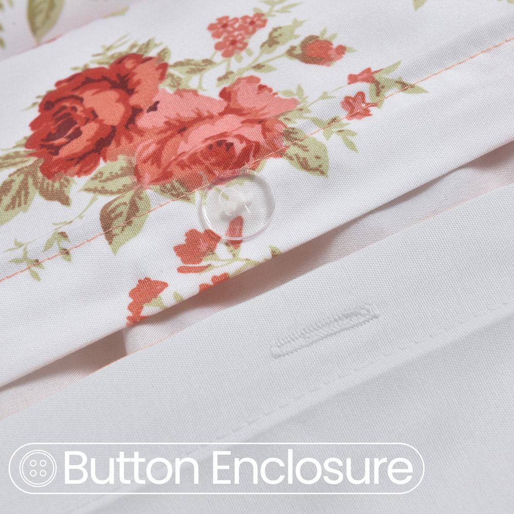 Florelle Florence King Size White and Red Floral Pattern Duvet Cover Set Image 3