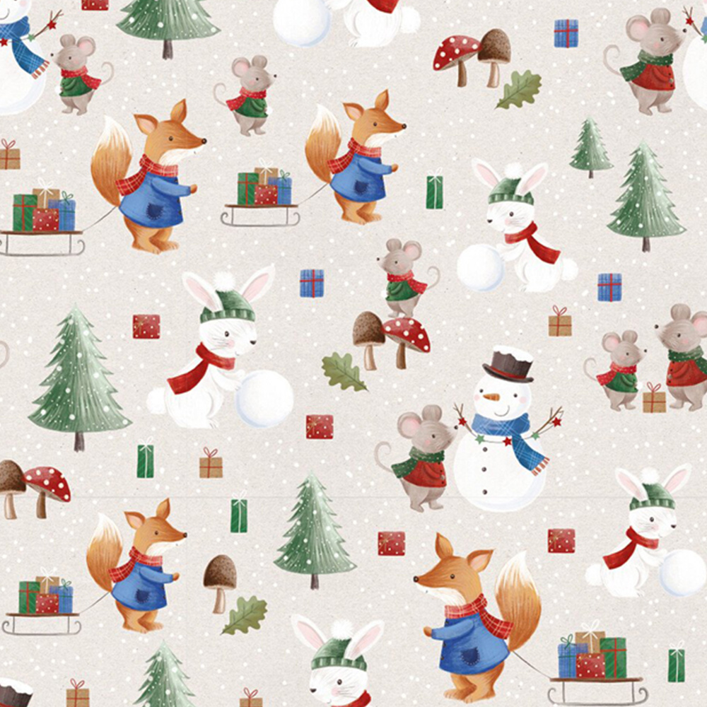 Cute Woodland Gift Wrap - Beige Image 2