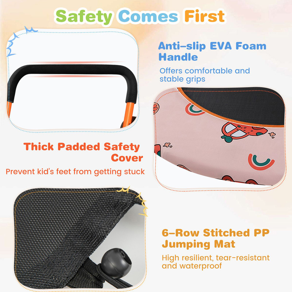 Costway Orange Kids 36 inch Mini Trampoline with LED and Safety Handle Image 3