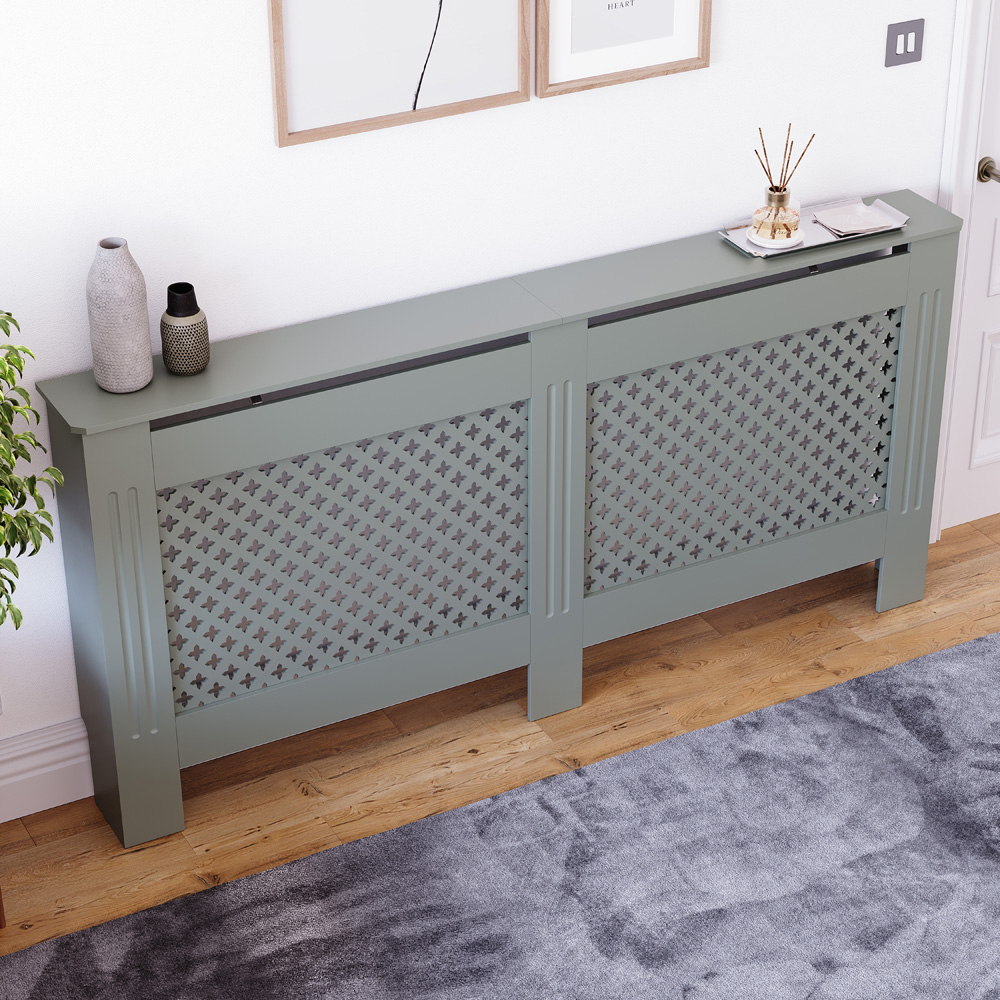 VIDA DESIGNS Oxford Olive Grey Radiator Cover XL Image 4