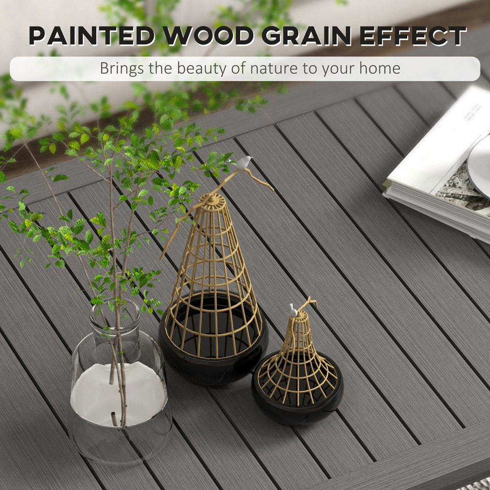 Outsunny Brown Wood Grain Aluminium Rectangle Coffee Table Image 5