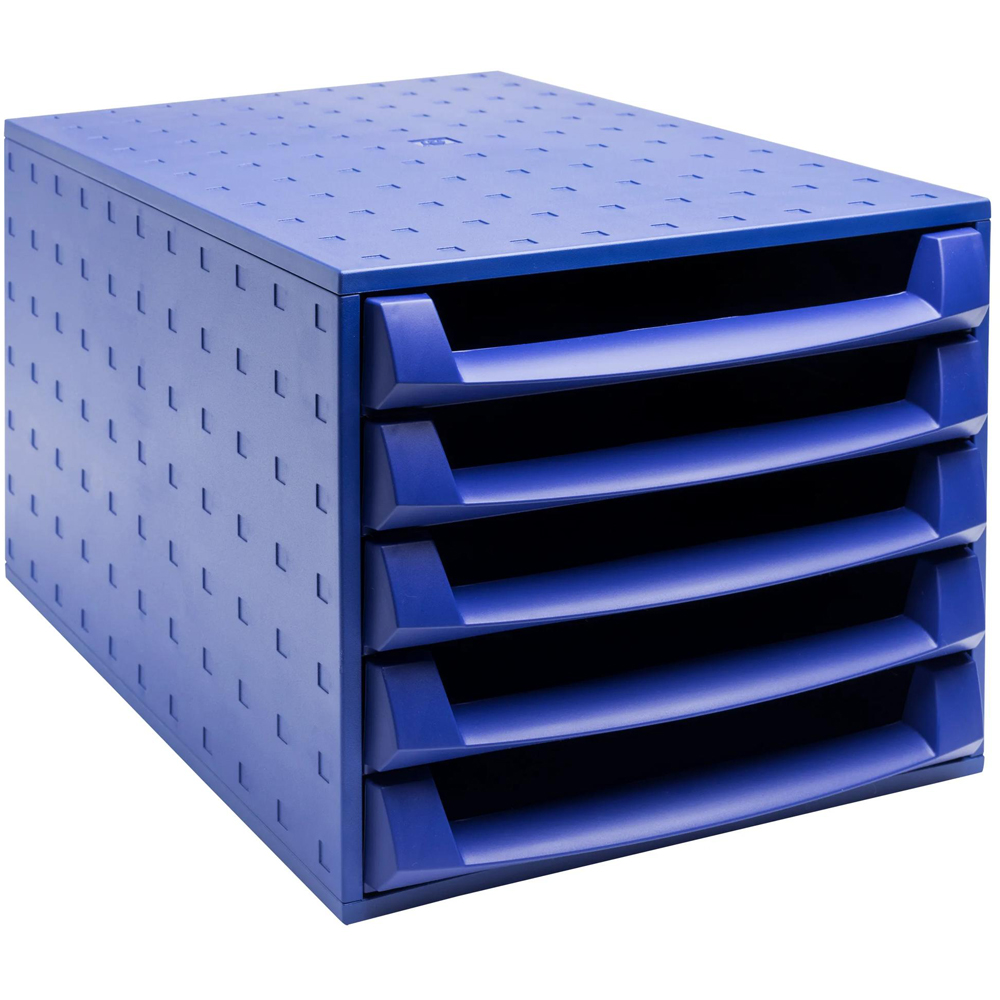 Exacompta Forever 5 Drawer Cobalt Blue Recycled Plastic Filing Cabinet Image 2