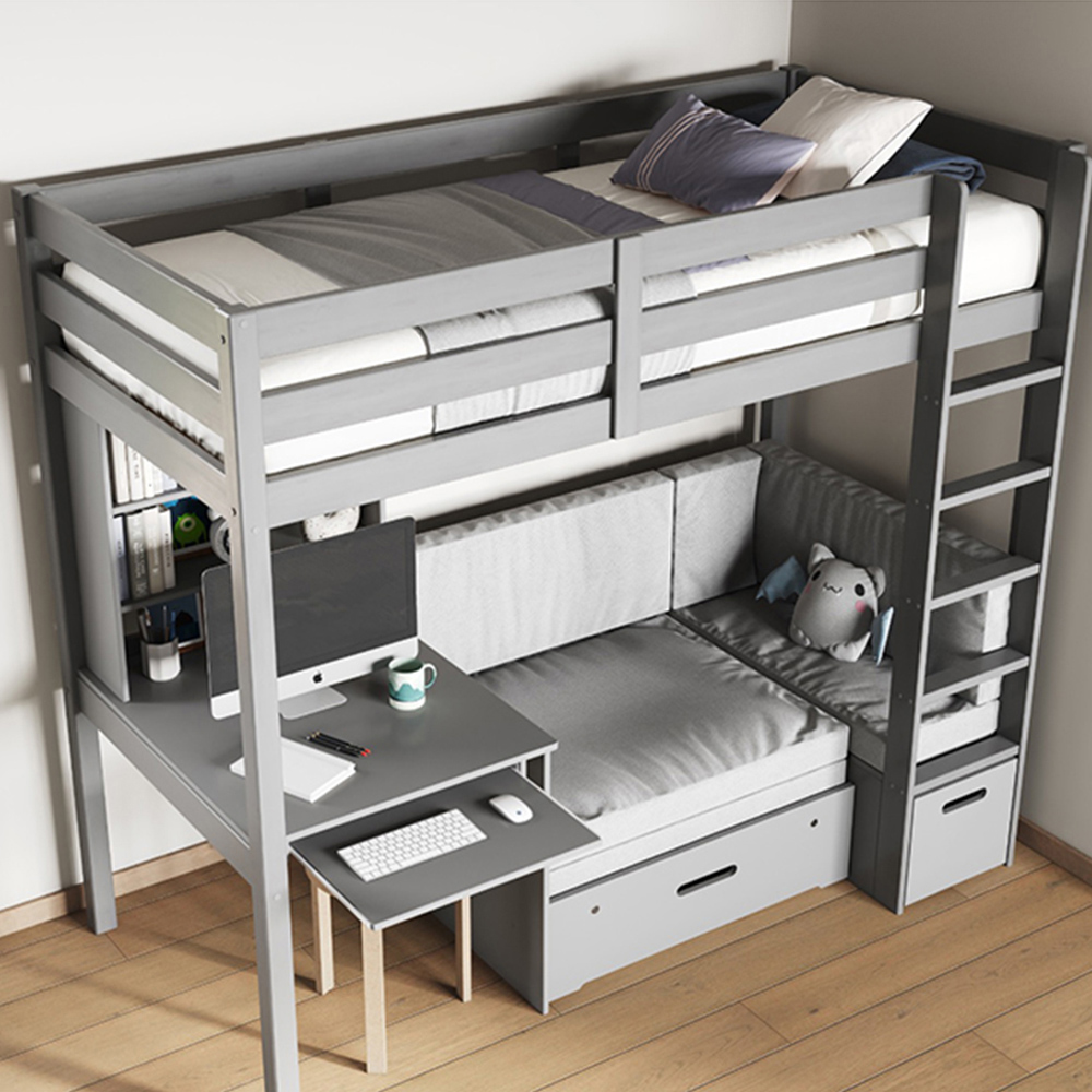 Noomi Eino Single Grey High Sleeper with Grey Futon Image 3