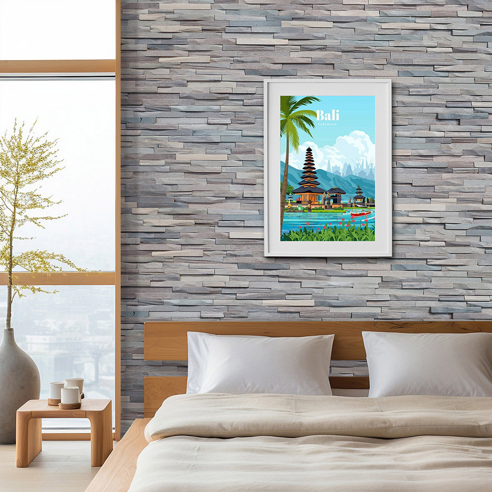 Tuscan Rustic Mosaic Silver Grey 3D Split Face Hardwood Wall Tile Image 5