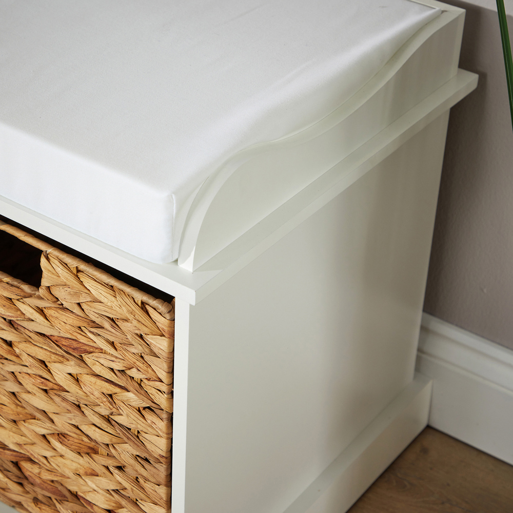 Home Source Lapworth 2 Wicker Basket Padded Storage Bench Image 3