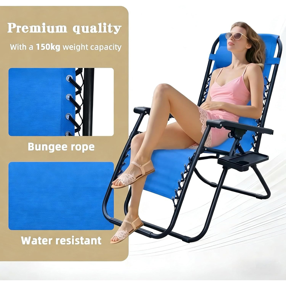 Alivio 2 Pack Sky Blue Zero Gravity Reclining Sun Loungers Image 7