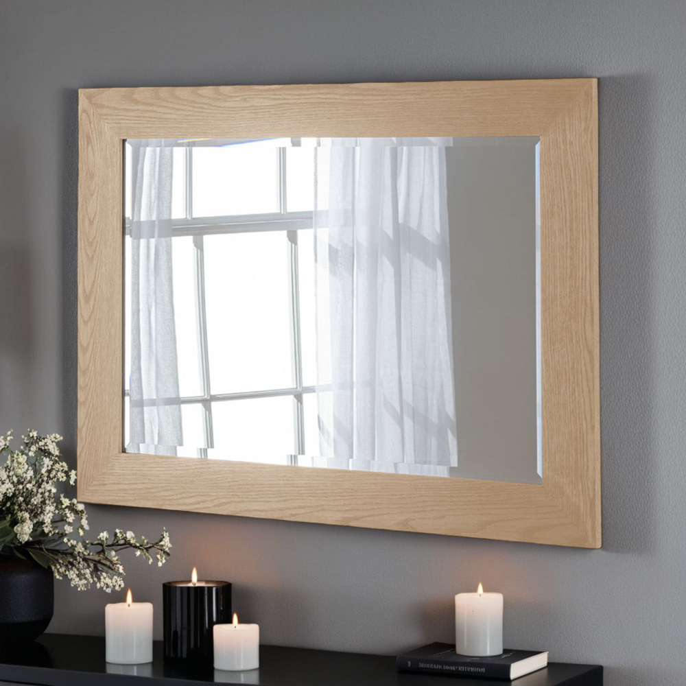 Yearn Bevelled Oak Effect Framed Wall Mirror 68 x 93cm Image 2