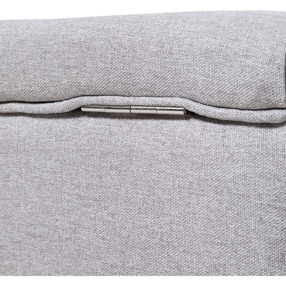 Living and Home Grey Linen Upholstered Storage Ottoman Image 4