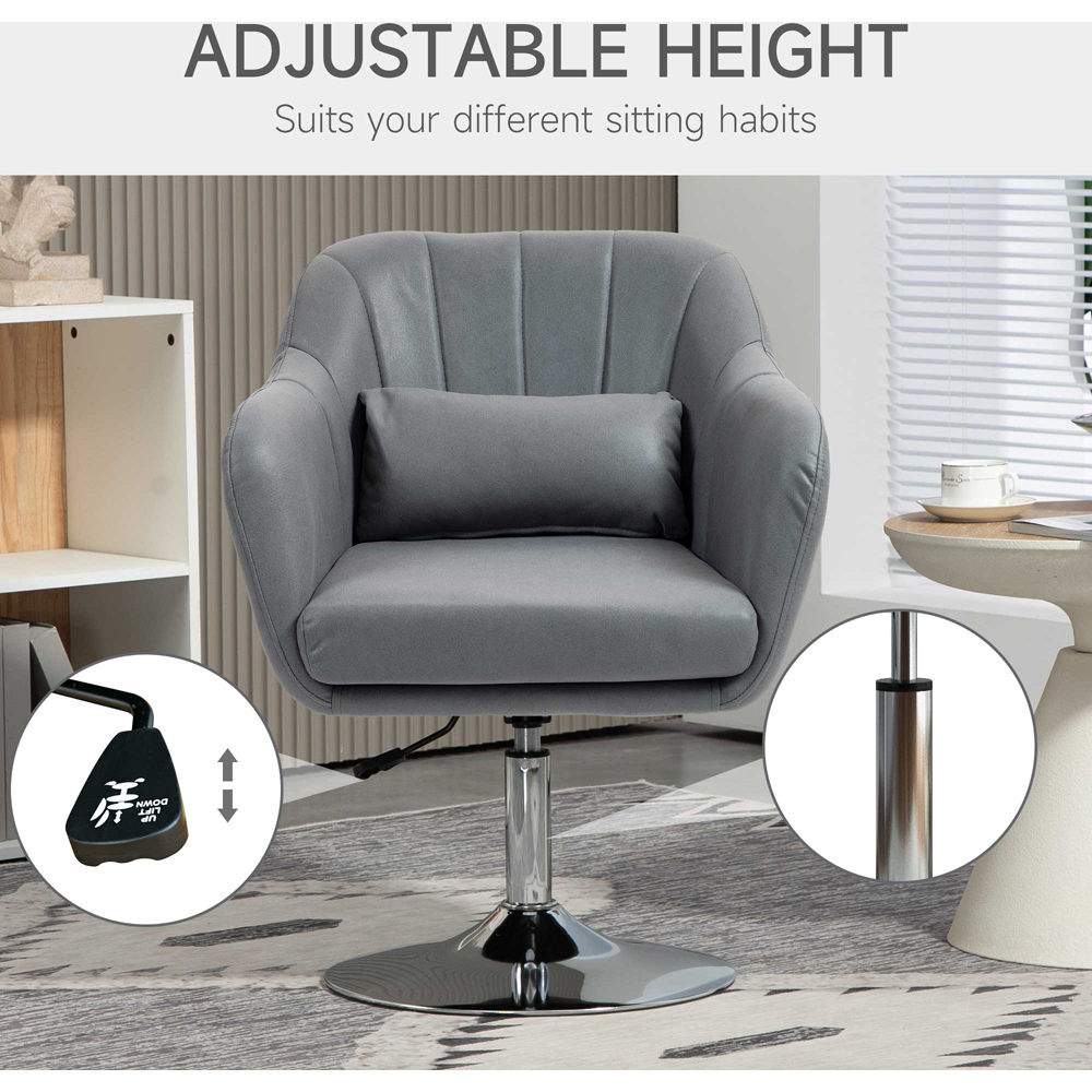 HOMCOM Dark Grey Microfibre Swivel Accent Chair Image 5