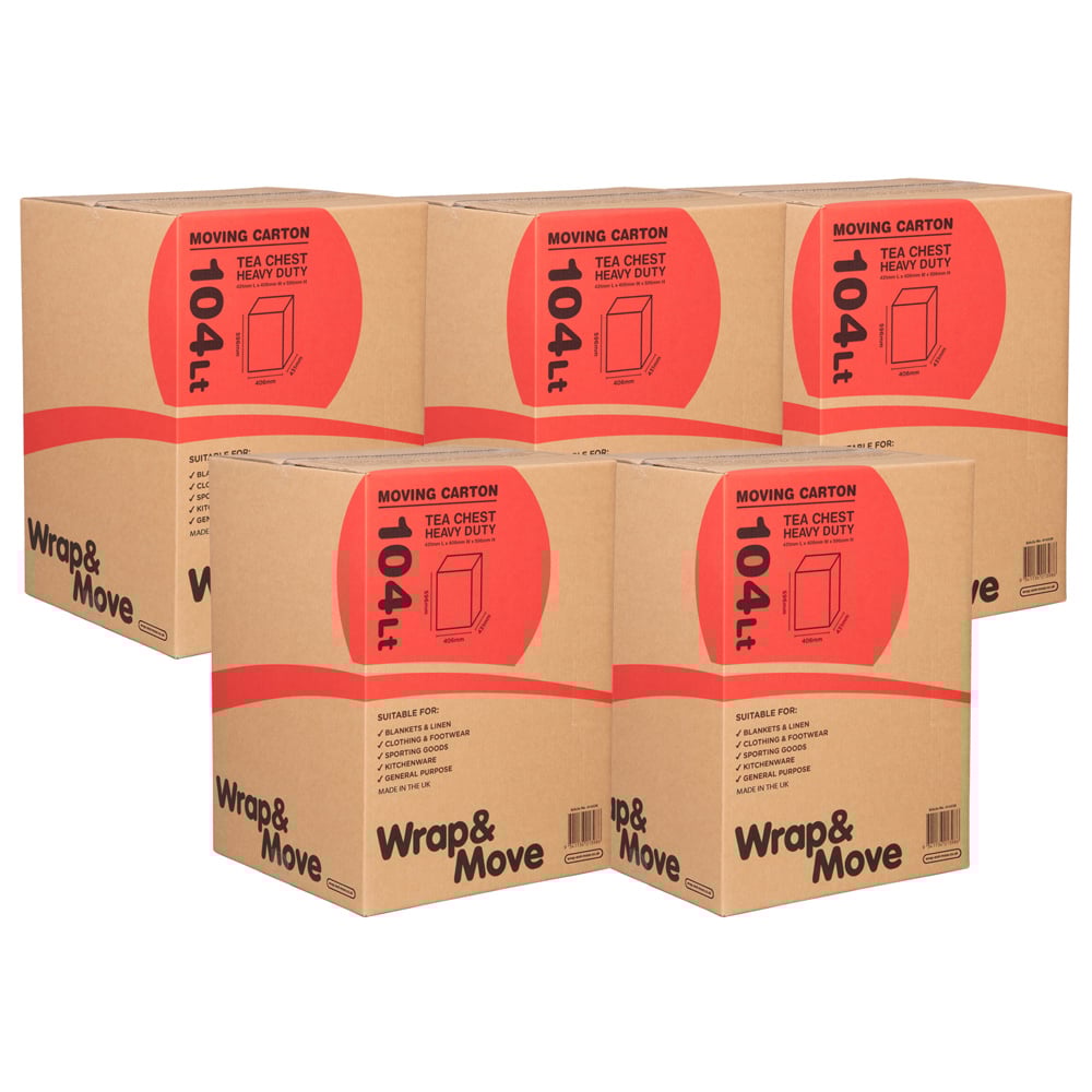Wrap & Move Heavy Duty X-Large Moving Box 104L 5 Pack Image 1