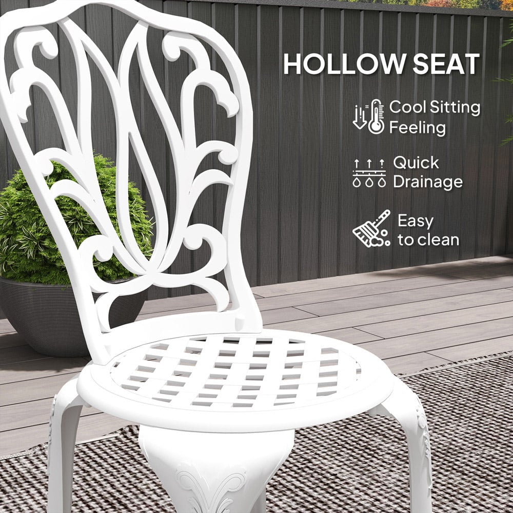 Outsunny 2 Seater Bistro Set with Umbrella Hole White Image 6