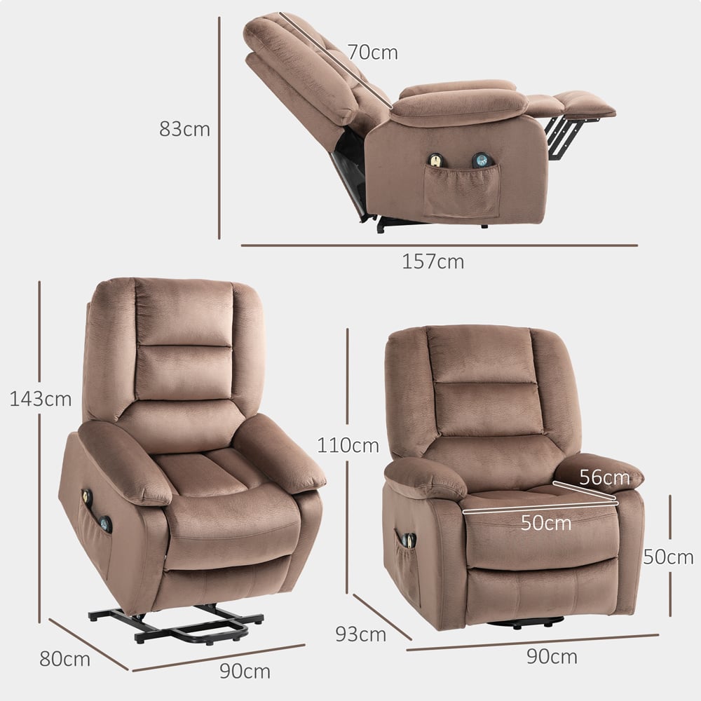 HOMCOM Brown Lift Riser and Recliner Chair with Remote Controller Image 7