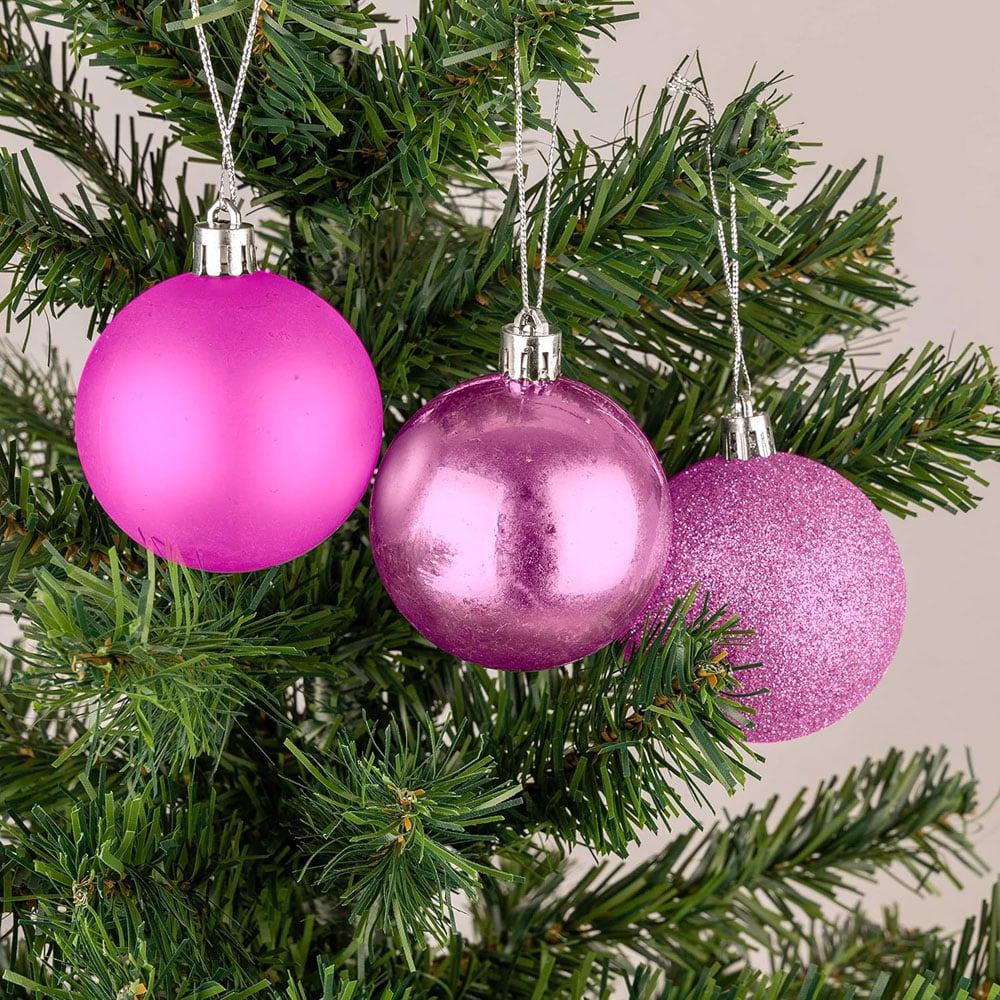 Shatchi 6cm Pale Pink Shatterproof Christmas Baubles 18 Pack Image 3