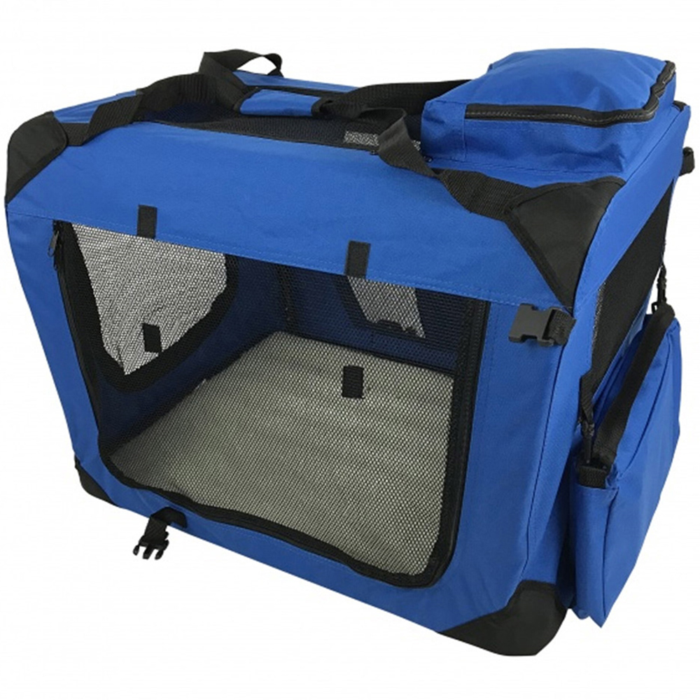 Folding Soft Crate Fabric Pet Carrier - Blue - Medium Image 1