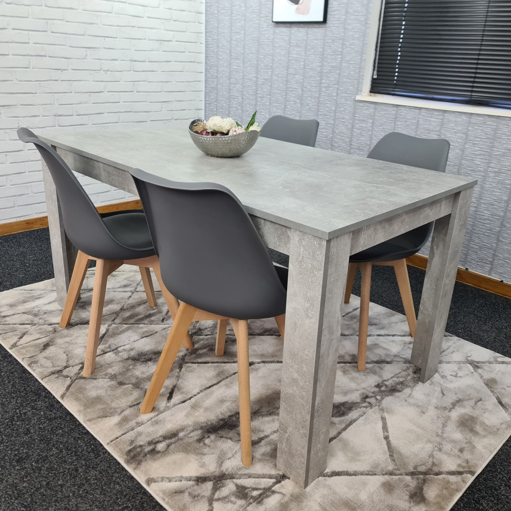 Portland Plastic Leather 4 Seater Dining Set Stone Grey and Grey Image 5