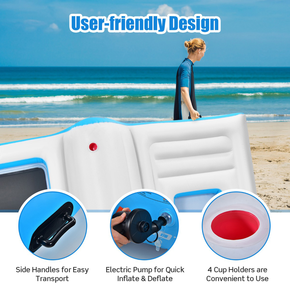 Costway 4 to 6 Person White Dual Lying Floating Island with Wading Area Image 5
