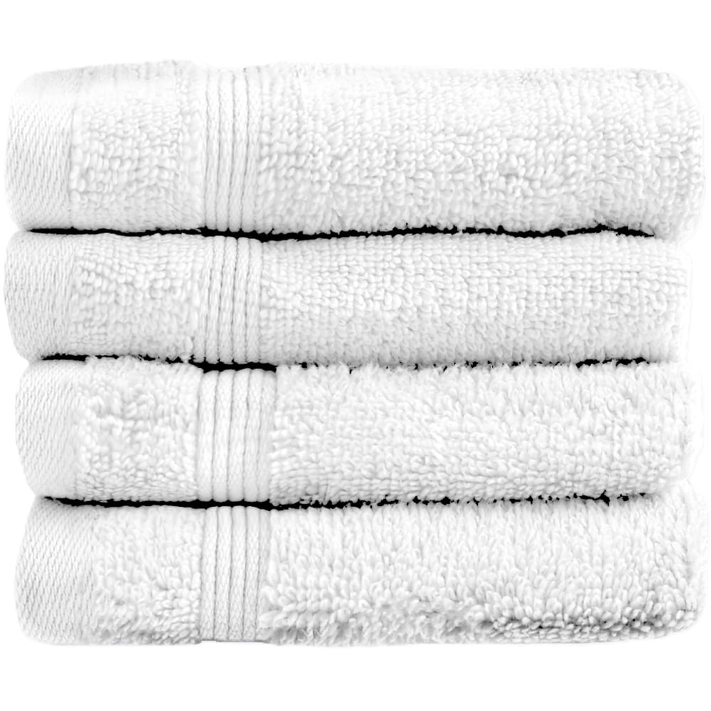Allure Bath Fashions Luxury Zero Twist Egyptian Cotton White Face Cloth 4 Pack Image 1