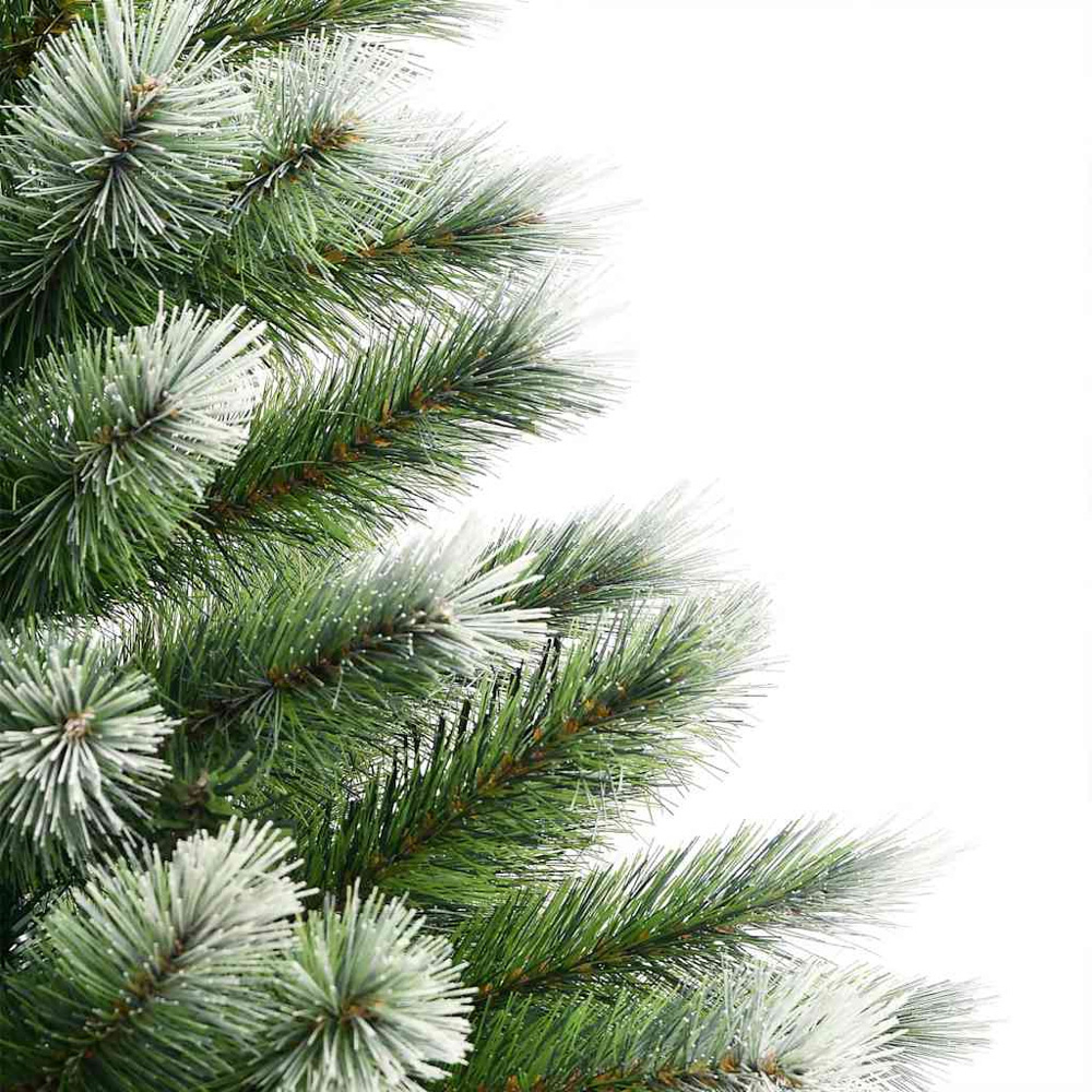 vidaXL Pre-Lit Blue Baubles Green Artificial Snow Tipped Hinged Christmas Tree 7ft Image 7