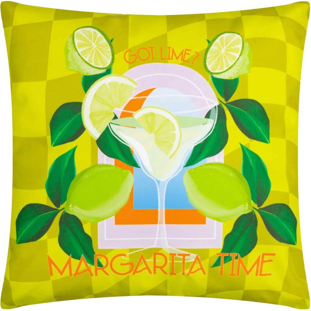 furn. Margarita Lime Abstract Outdoor Reversible Cushion Image 1