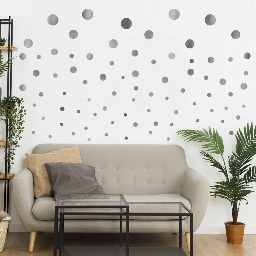 Walplus Kids Silver Metallic Dots Self Adhesive Wall Stickers Image 2