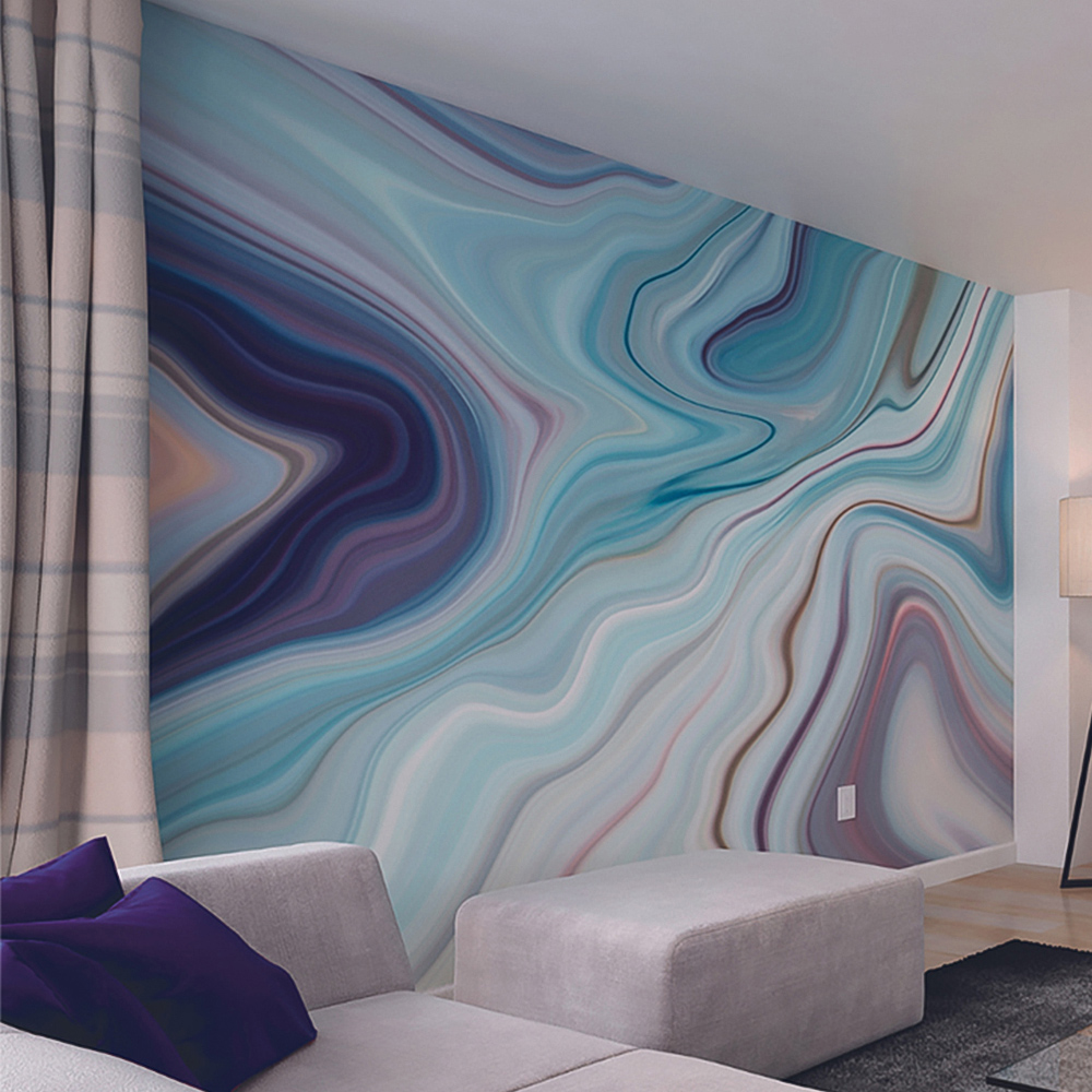 Origin Murals Marbled Ink Blue Wall Mural Image 1