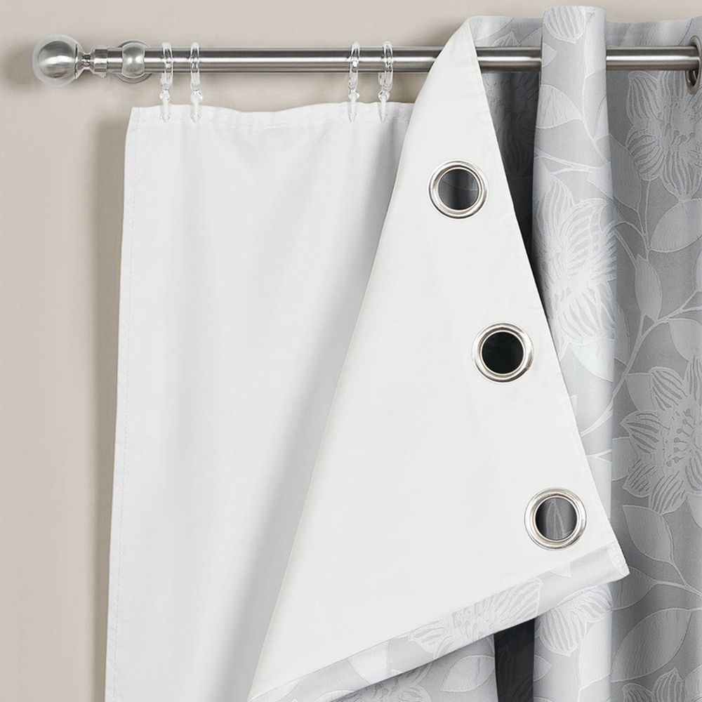Velosso White Blackout Eyelet Curtains Lining 117 x 132cm Image 1