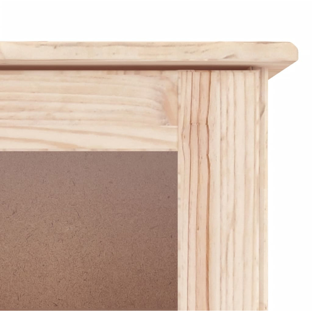 vidaXL Alta 2 Glass Door 4 Shelf Natural Solid Wood Pine Dresser Top Image 7