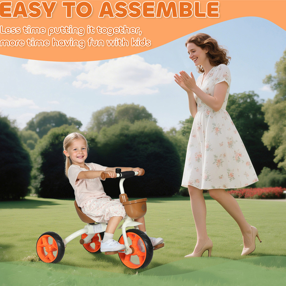 Tommy Toys Kids Orange Tricycle with Front Basket Image 7