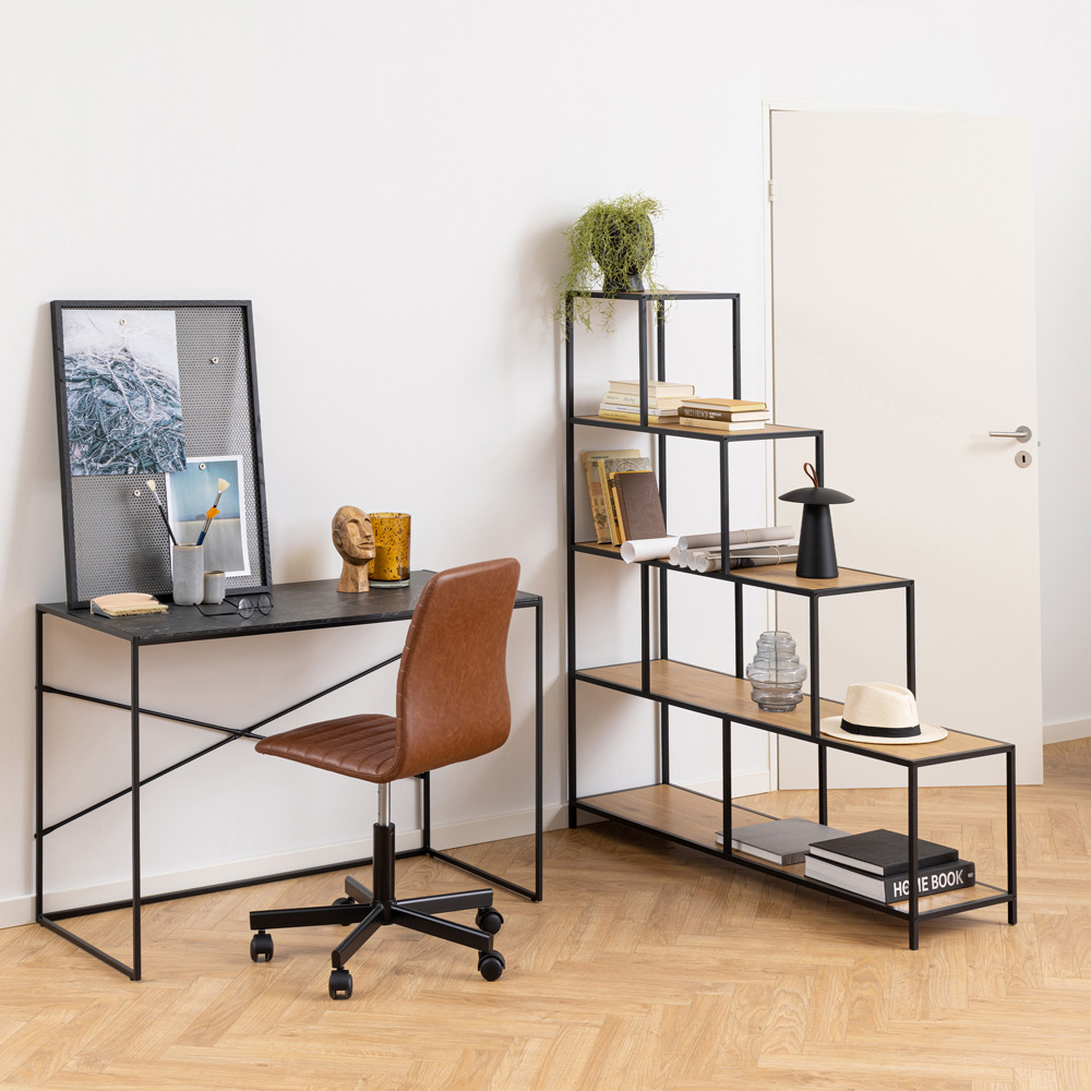 Florence Seaford 4 Shelf Black and Oak Bookcase Image 9