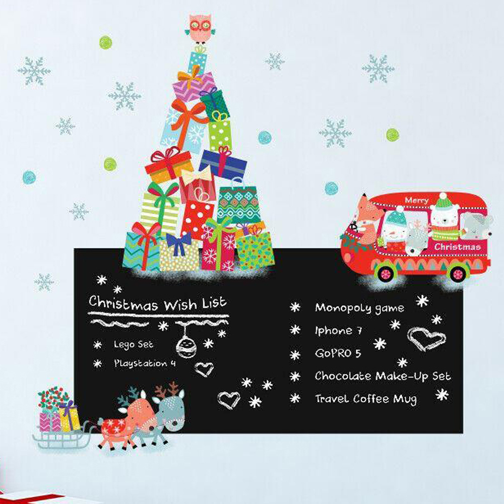 Walplus Reindeer Christmas Tree and Colourful Snowflakes Self Adhesive Wall Sticker 52 Piece Image 1