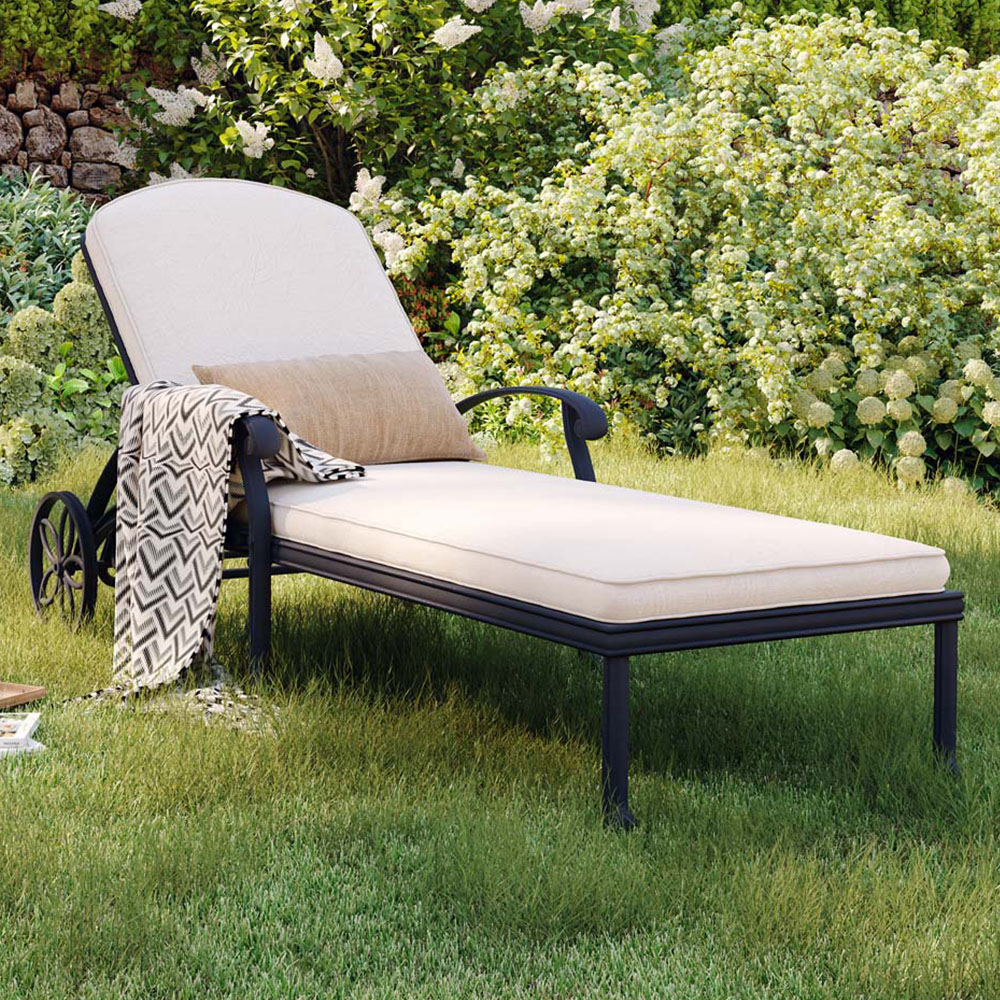 Charles Bentley Black Cast Aluminium Sun Lounger Image 1