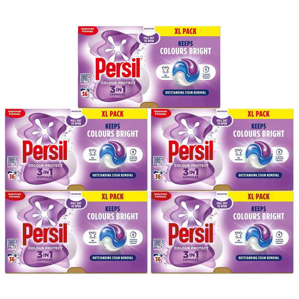 Persil Colour Protect 3 in 1 Washing Capsules XL 36 Washes 5 Pack Image 1