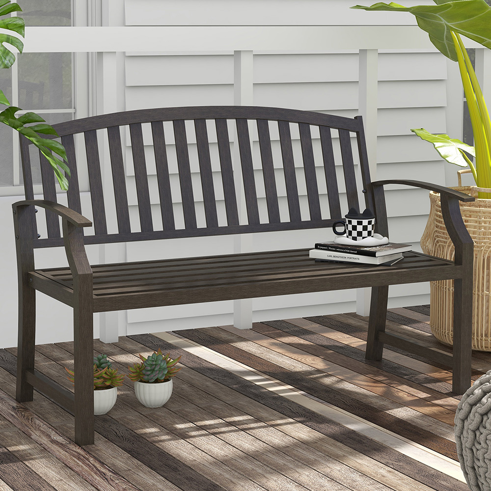 Outsunny 2 Seater Brown Garden Bench Image 1