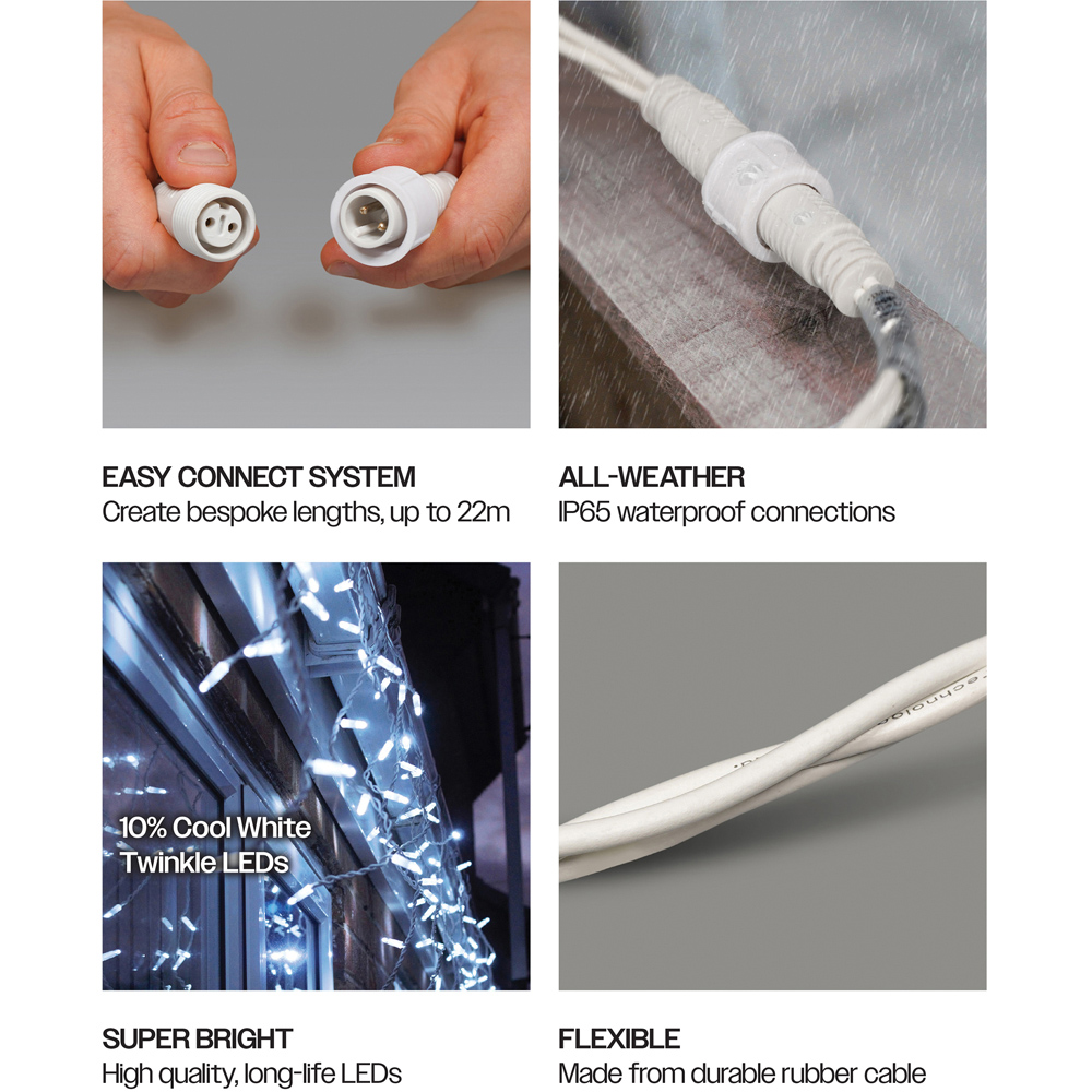 Eagle Connect 240 Cool White LED White Icicle Light 8m Image 5