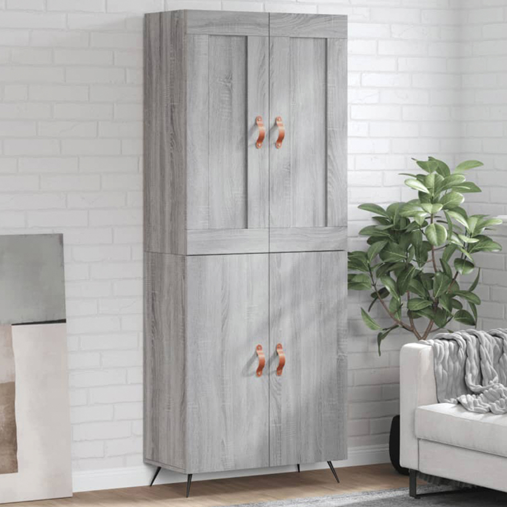 vidaXL 4 Door Grey Sonoma Highboard Image 1