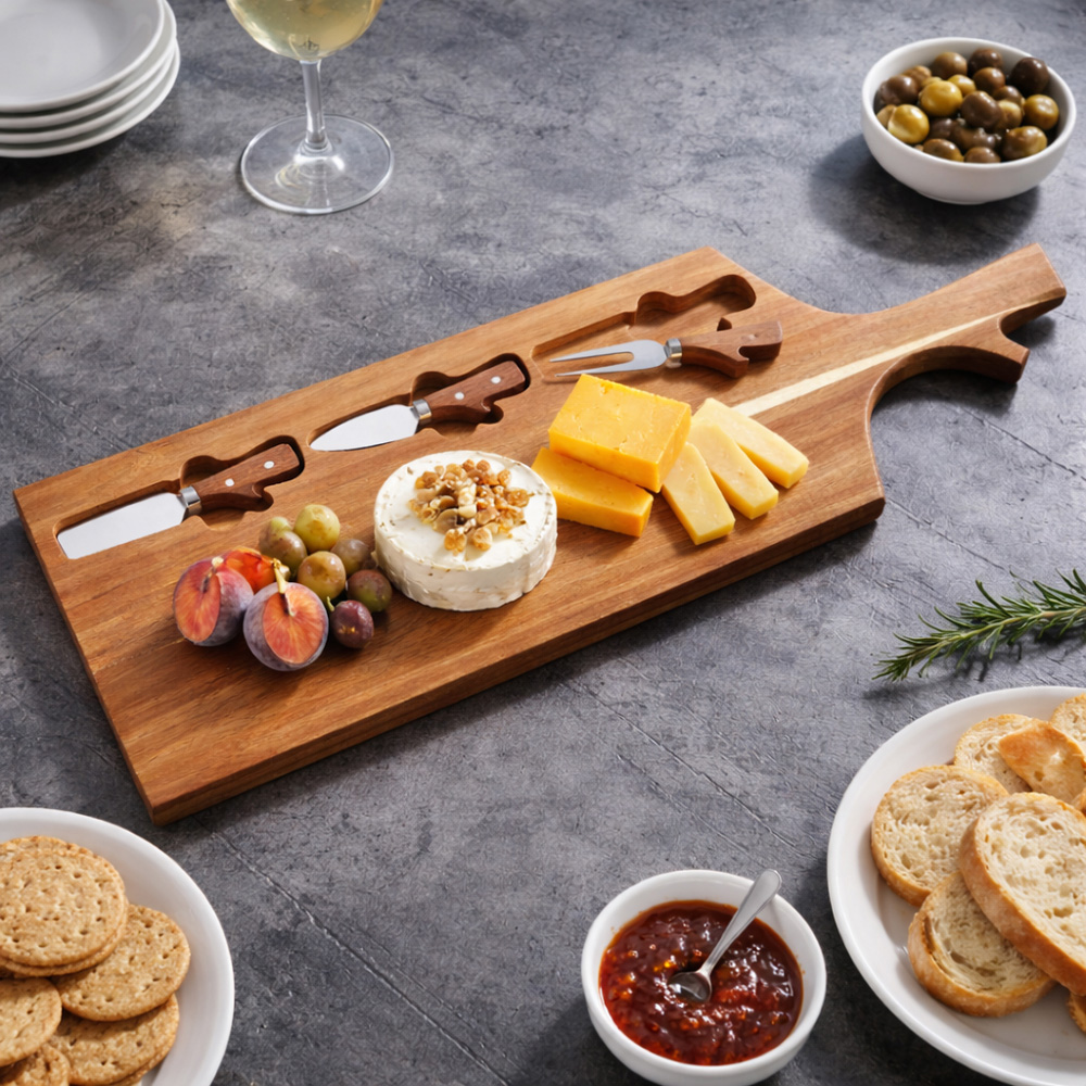Avilo Wooden Cheese Board with 3 Cutters Image 2