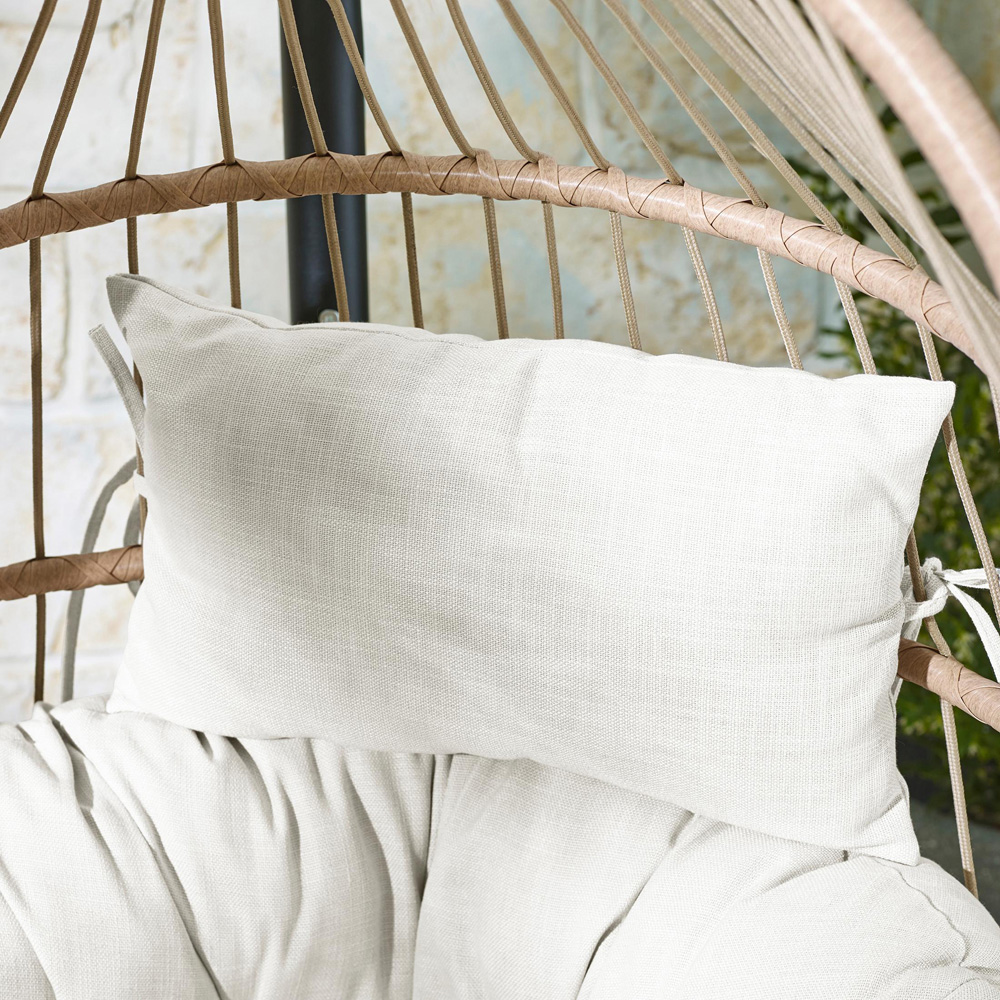Furniturebox Veza Rattan Light Brown Hanging Egg Chair with Cream Cushion Image 4