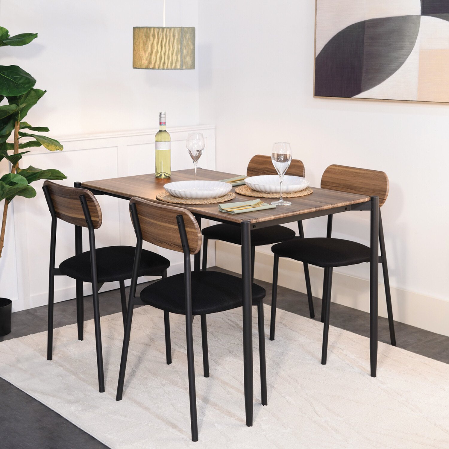 Hartpury 4 Seater Dining Set Natural and Black Image 1