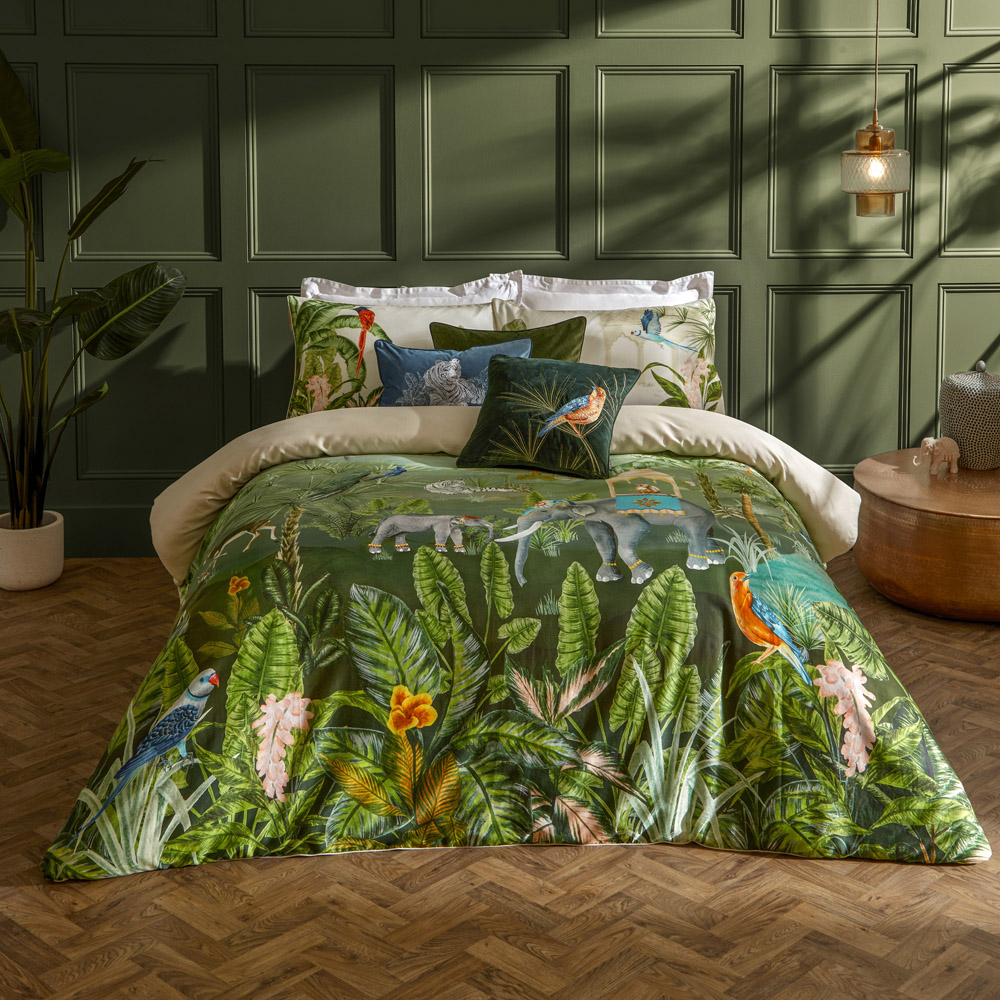 Paoletti Odisha Exotic Super King Size Jungle Duvet Cover Set Image 1