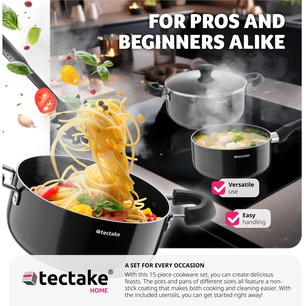 Tectake Varese 15 Piece Black Pan Set Image 6
