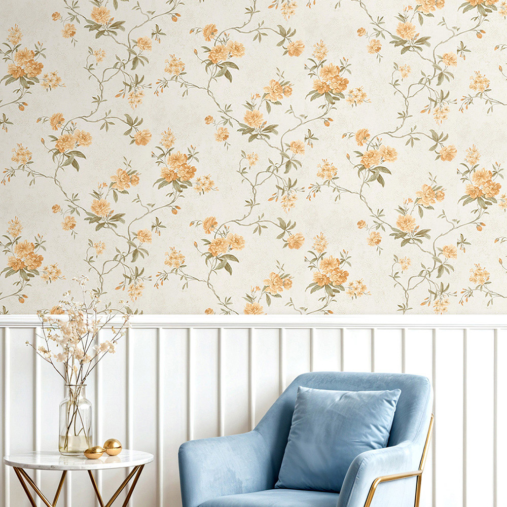 Living and Home Floral Pattern 3D Embossed Non-Pasted Non-Woven Wallpaper Image 7
