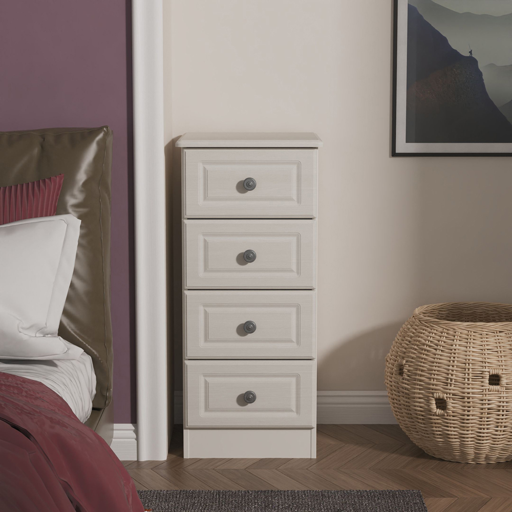 Crowndale Pembroke 4 Drawer Grey Ash Bedside Cabinet Ready Assembled Image 7