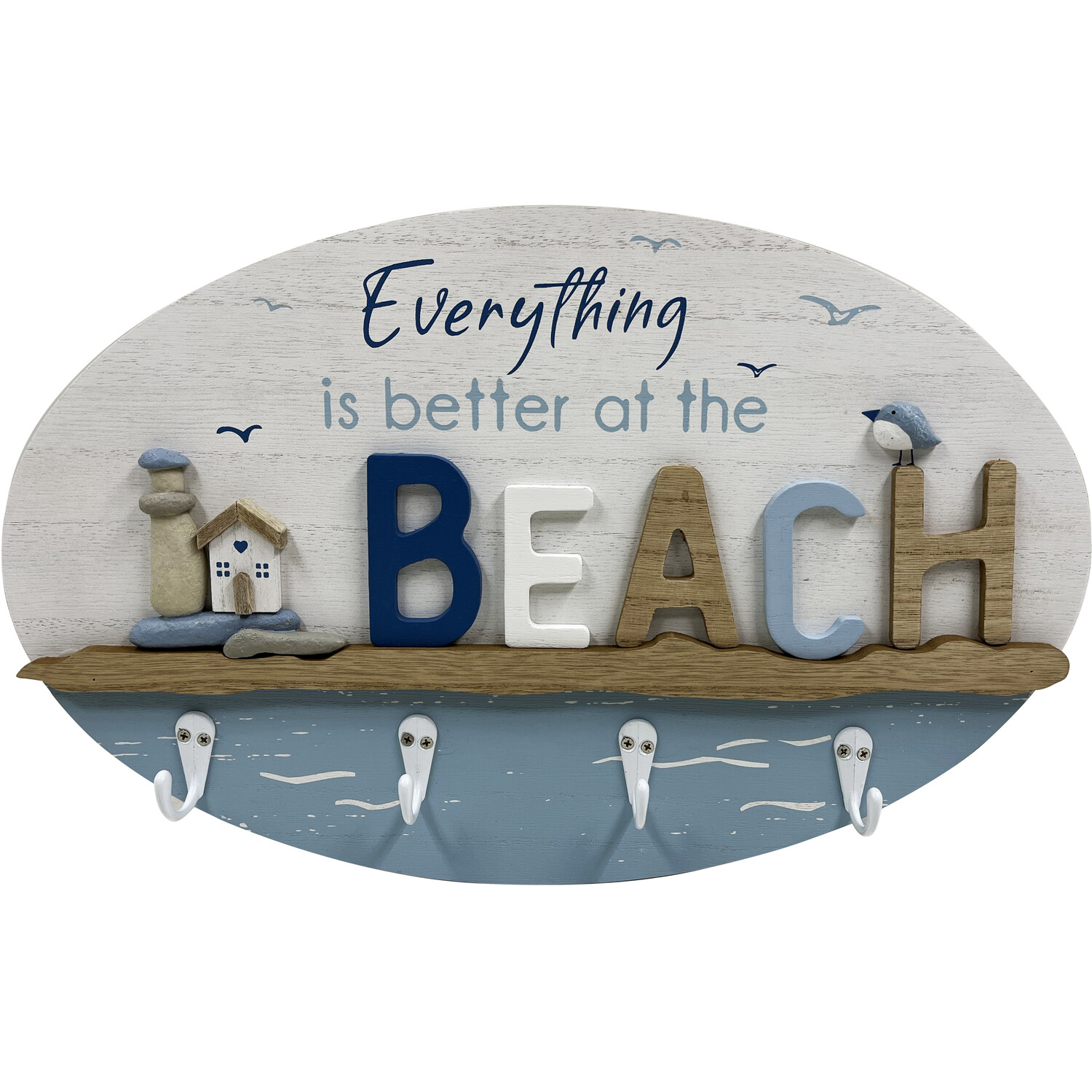 Life Is Better At The Beach Hook Plaque - Blue Image 1