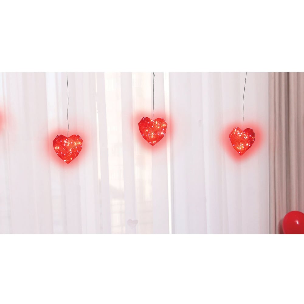 Iridescent Heart Curtain Light - Red Image 5
